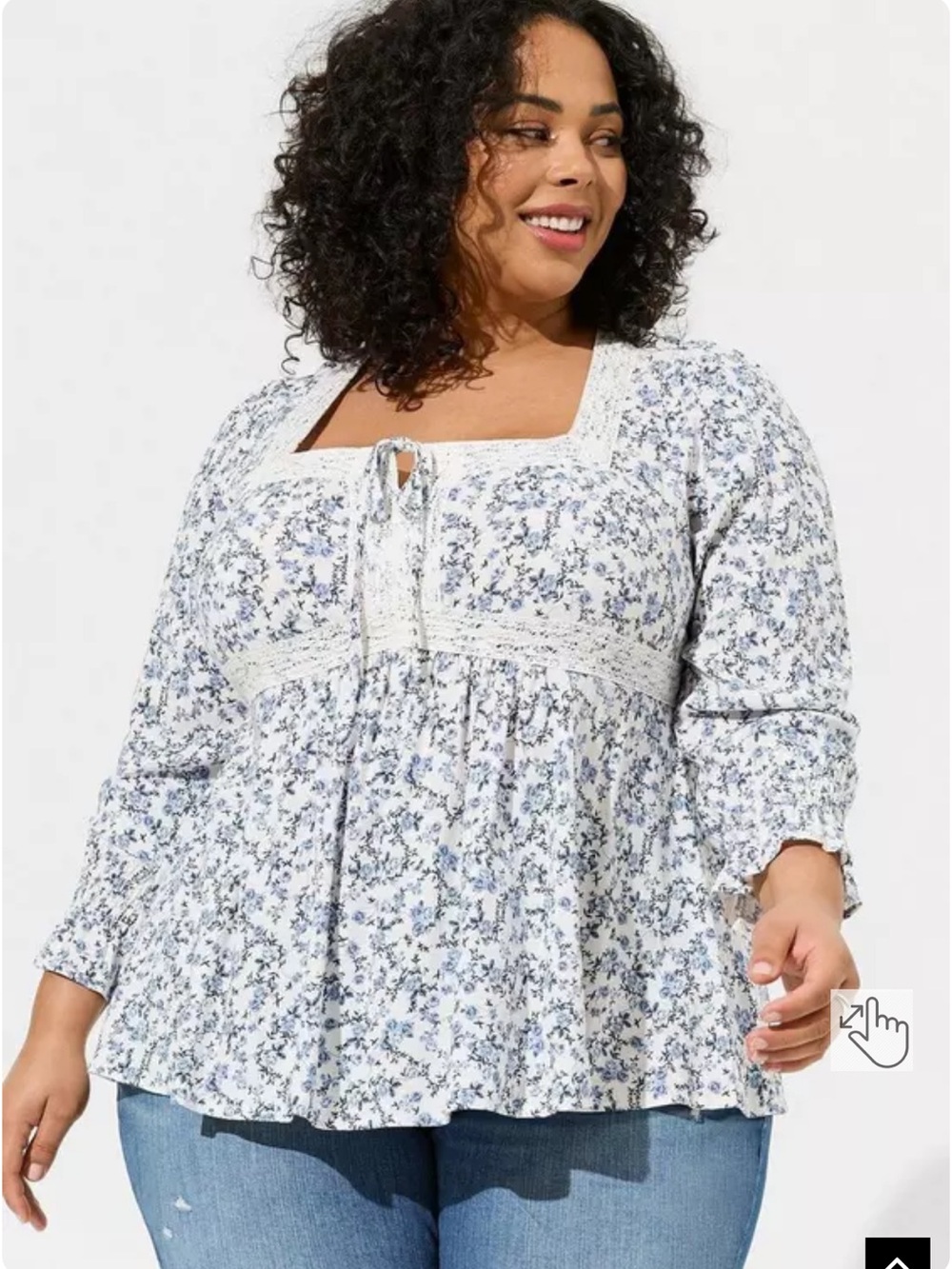 torrid White Blouse with Blue Floral Print